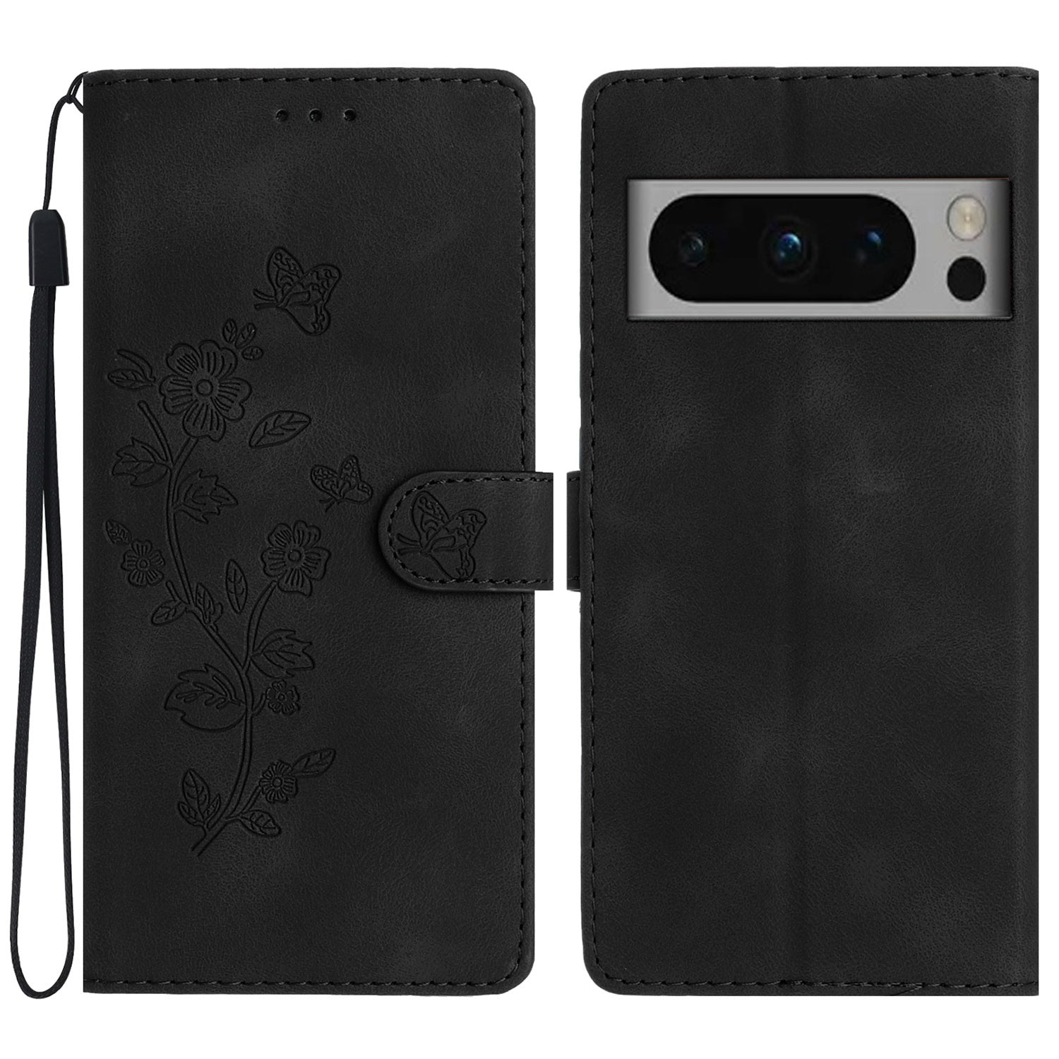 For Google Pixel 8 Pro Shockproof Smartphone Case Imprinted Flower Leather Stand Phone Cover Wallet