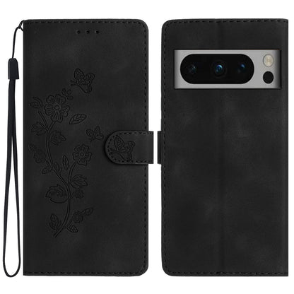 For Google Pixel 8 Pro Shockproof Smartphone Case Imprinted Flower Leather Stand Phone Cover Wallet