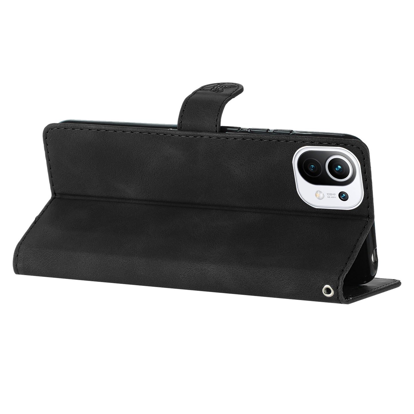 For Xiaomi 11 Lite 5G NE / Mi 11 Lite 5G / 4G Stand Phone Case Imprinted Flower PU Leather+TPU Phone Cover Wallet