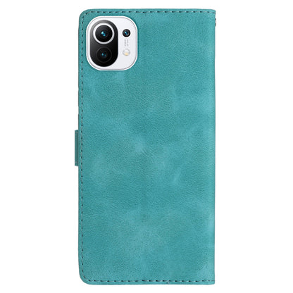 For Xiaomi 11 Lite 5G NE / Mi 11 Lite 5G / 4G Stand Phone Case Imprinted Flower PU Leather+TPU Phone Cover Wallet