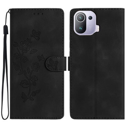 Imprinted Flower Phone Case for Xiaomi Mi 11 Pro , Shockproof Wallet Stand PU Leather Phone Cover