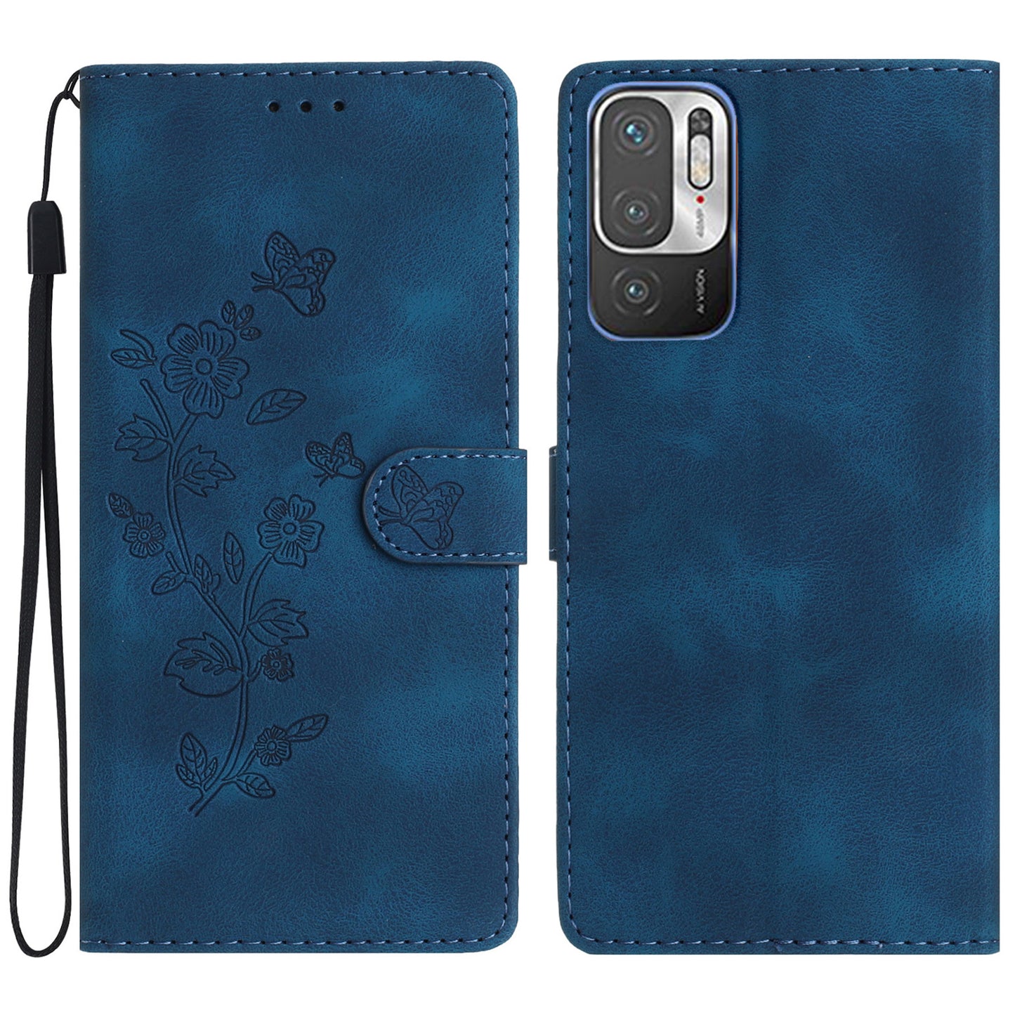 For Xiaomi Redmi Note 10 5G / Redmi Note 10T 5G / Poco M3 Pro 5G / 4G Leather Phone Cover Imprinted Flower Wallet Stand Phone Case