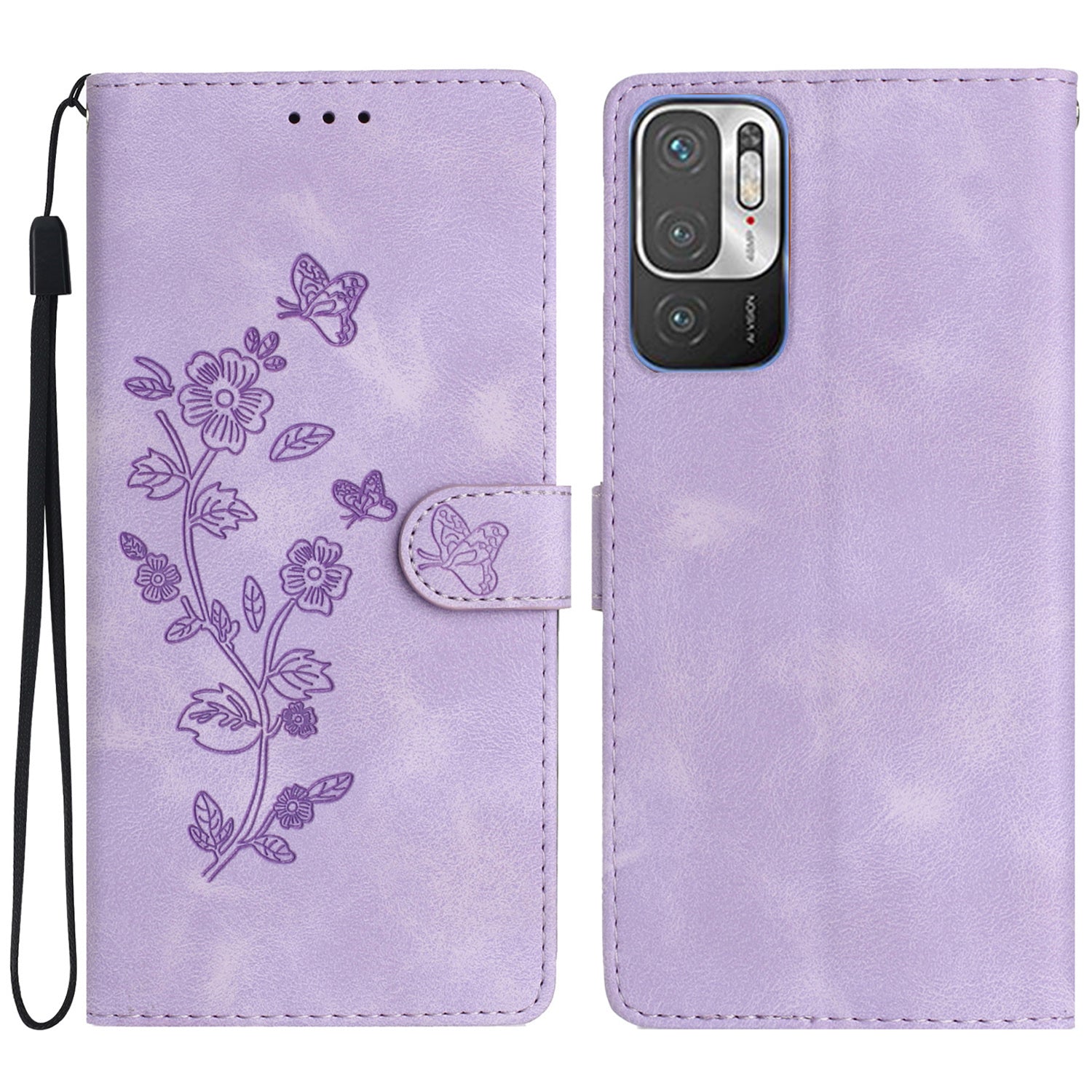 For Xiaomi Redmi Note 10 5G / Redmi Note 10T 5G / Poco M3 Pro 5G / 4G Leather Phone Cover Imprinted Flower Wallet Stand Phone Case