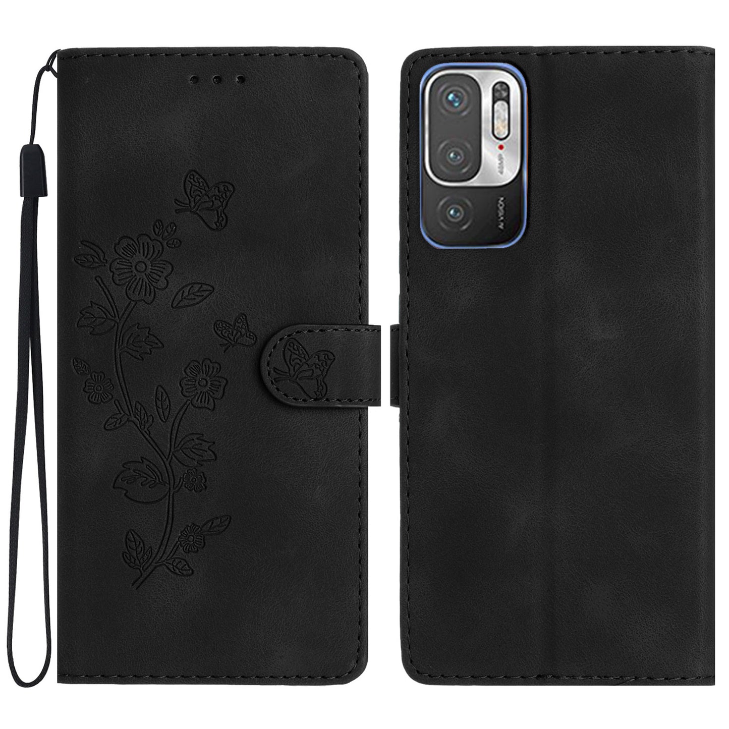 For Xiaomi Redmi Note 10 5G / Redmi Note 10T 5G / Poco M3 Pro 5G / 4G Leather Phone Cover Imprinted Flower Wallet Stand Phone Case