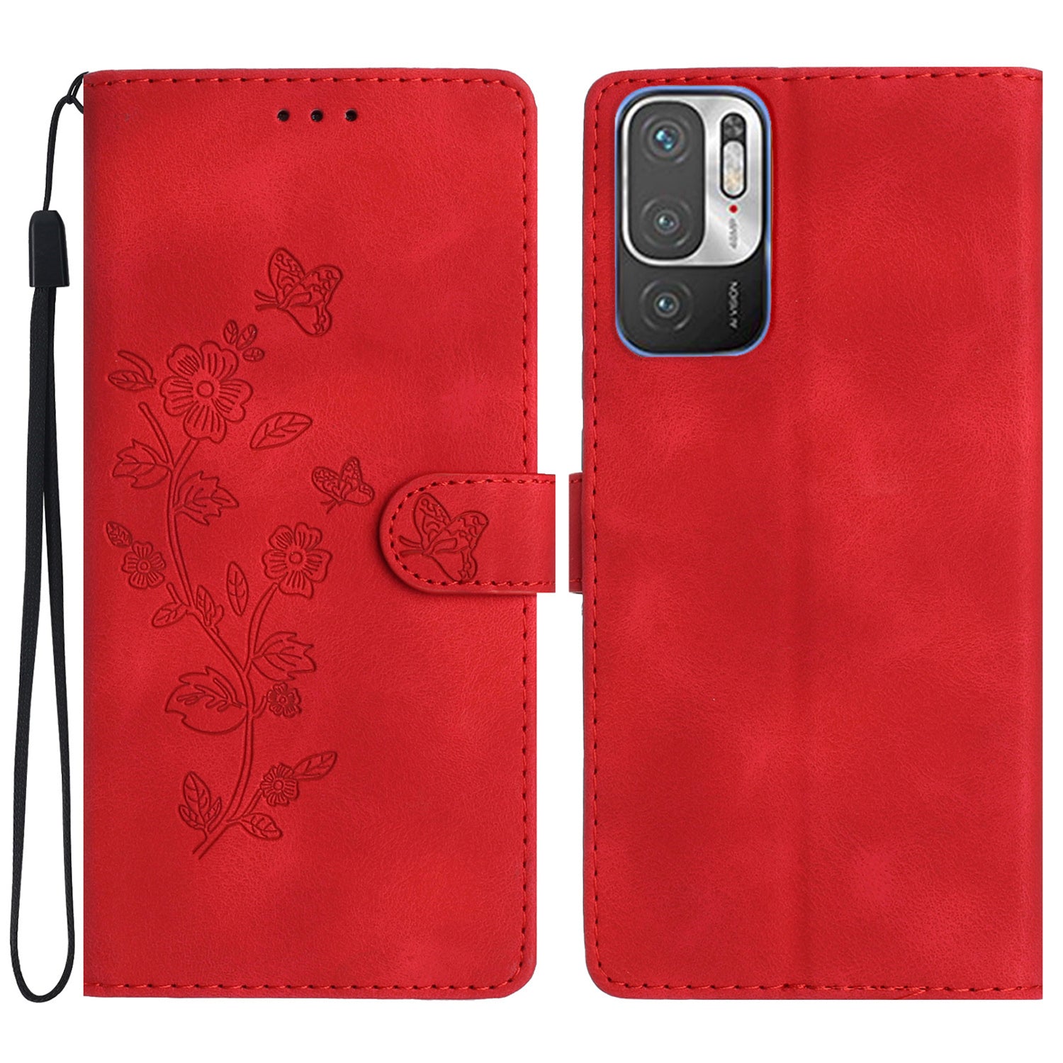 For Xiaomi Redmi Note 10 5G / Redmi Note 10T 5G / Poco M3 Pro 5G / 4G Leather Phone Cover Imprinted Flower Wallet Stand Phone Case