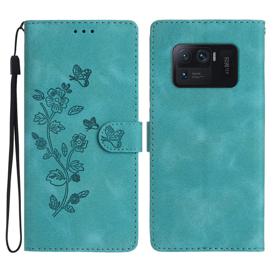 For Xiaomi Mi 11 Ultra Wallet Phone Shell Imprinted Flower Anti-Scratch Leather Mobile Phone Stand Case