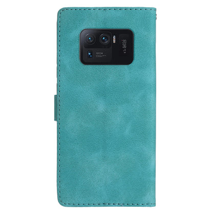 For Xiaomi Mi 11 Ultra Wallet Phone Shell Imprinted Flower Anti-Scratch Leather Mobile Phone Stand Case