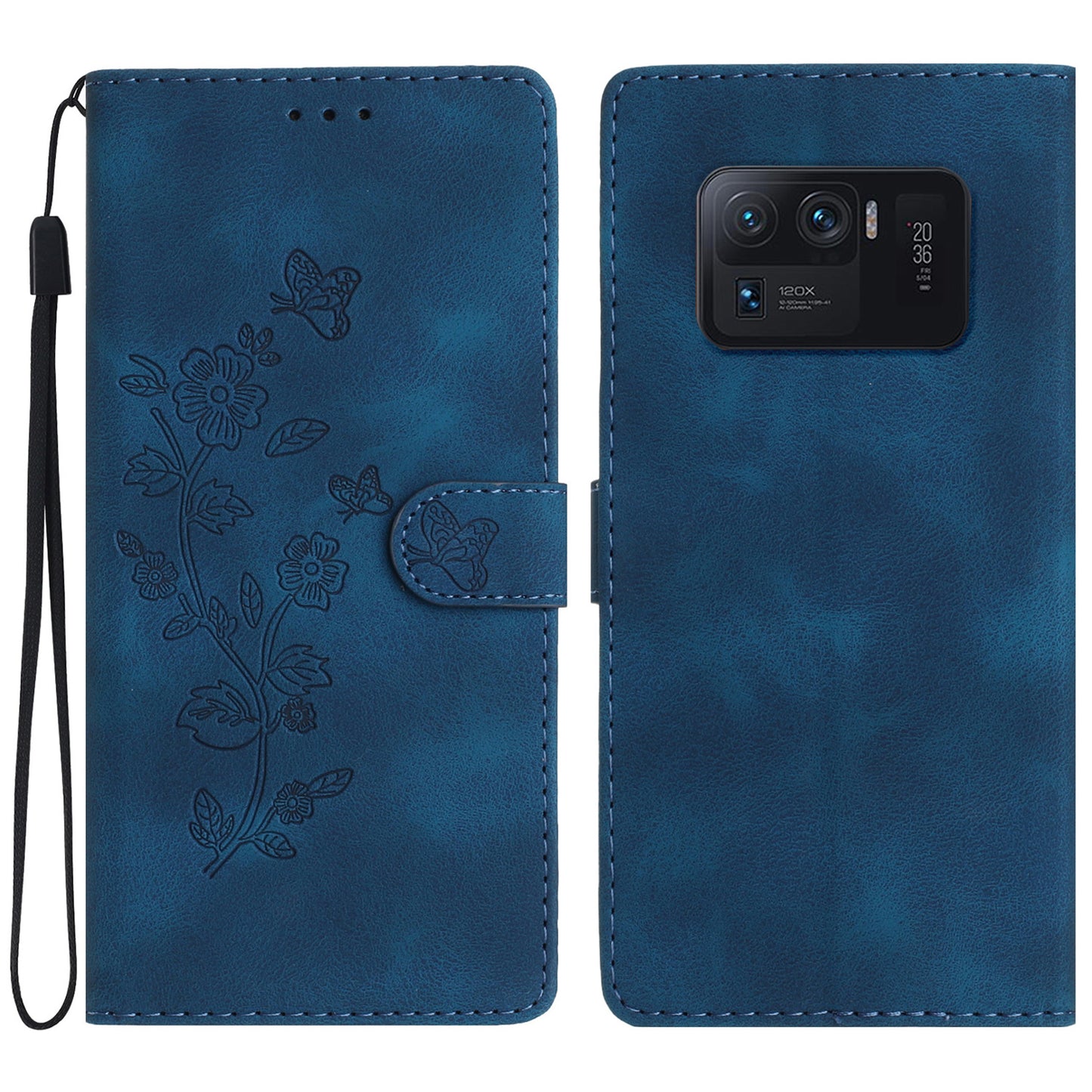 For Xiaomi Mi 11 Ultra Wallet Phone Shell Imprinted Flower Anti-Scratch Leather Mobile Phone Stand Case