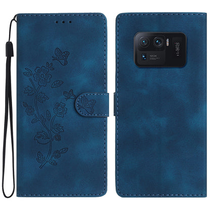 For Xiaomi Mi 11 Ultra Wallet Phone Shell Imprinted Flower Anti-Scratch Leather Mobile Phone Stand Case