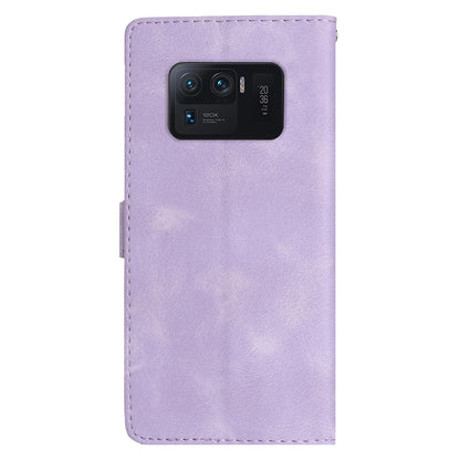 For Xiaomi Mi 11 Ultra Wallet Phone Shell Imprinted Flower Anti-Scratch Leather Mobile Phone Stand Case