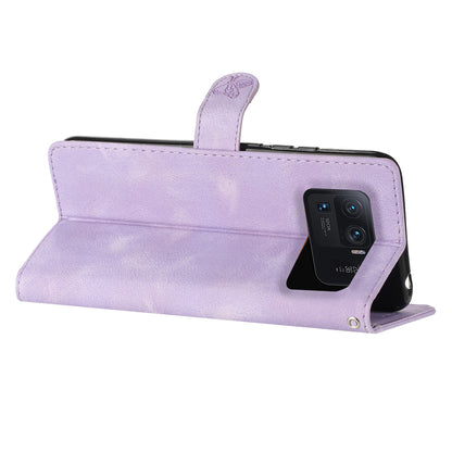 For Xiaomi Mi 11 Ultra Wallet Phone Shell Imprinted Flower Anti-Scratch Leather Mobile Phone Stand Case