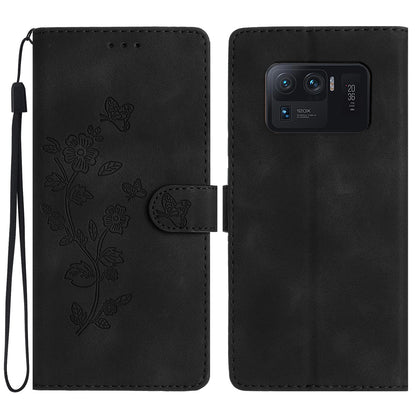 For Xiaomi Mi 11 Ultra Wallet Phone Shell Imprinted Flower Anti-Scratch Leather Mobile Phone Stand Case
