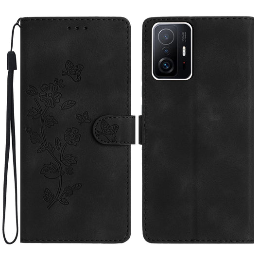For Xiaomi 11T Pro 5G / 11T 5G Phone Cover Shell TPU+PU Leather Wallet Stand Imprinted Flower Cell Phone Case