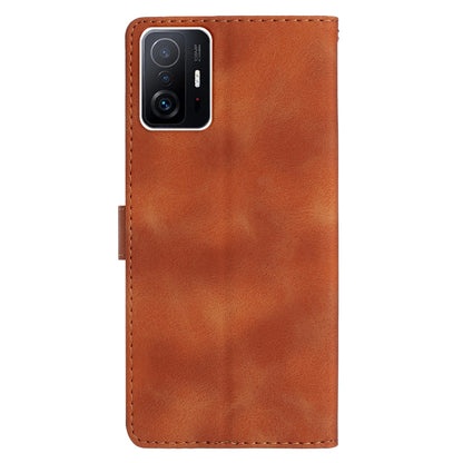 For Xiaomi 11T Pro 5G / 11T 5G Phone Cover Shell TPU+PU Leather Wallet Stand Imprinted Flower Cell Phone Case