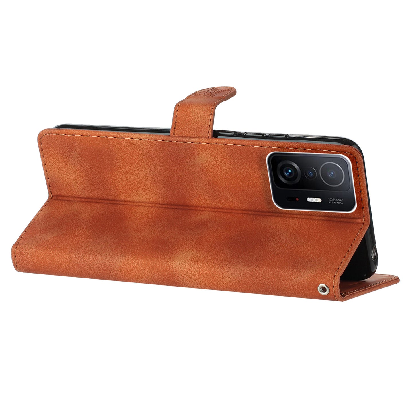 For Xiaomi 11T Pro 5G / 11T 5G Phone Cover Shell TPU+PU Leather Wallet Stand Imprinted Flower Cell Phone Case