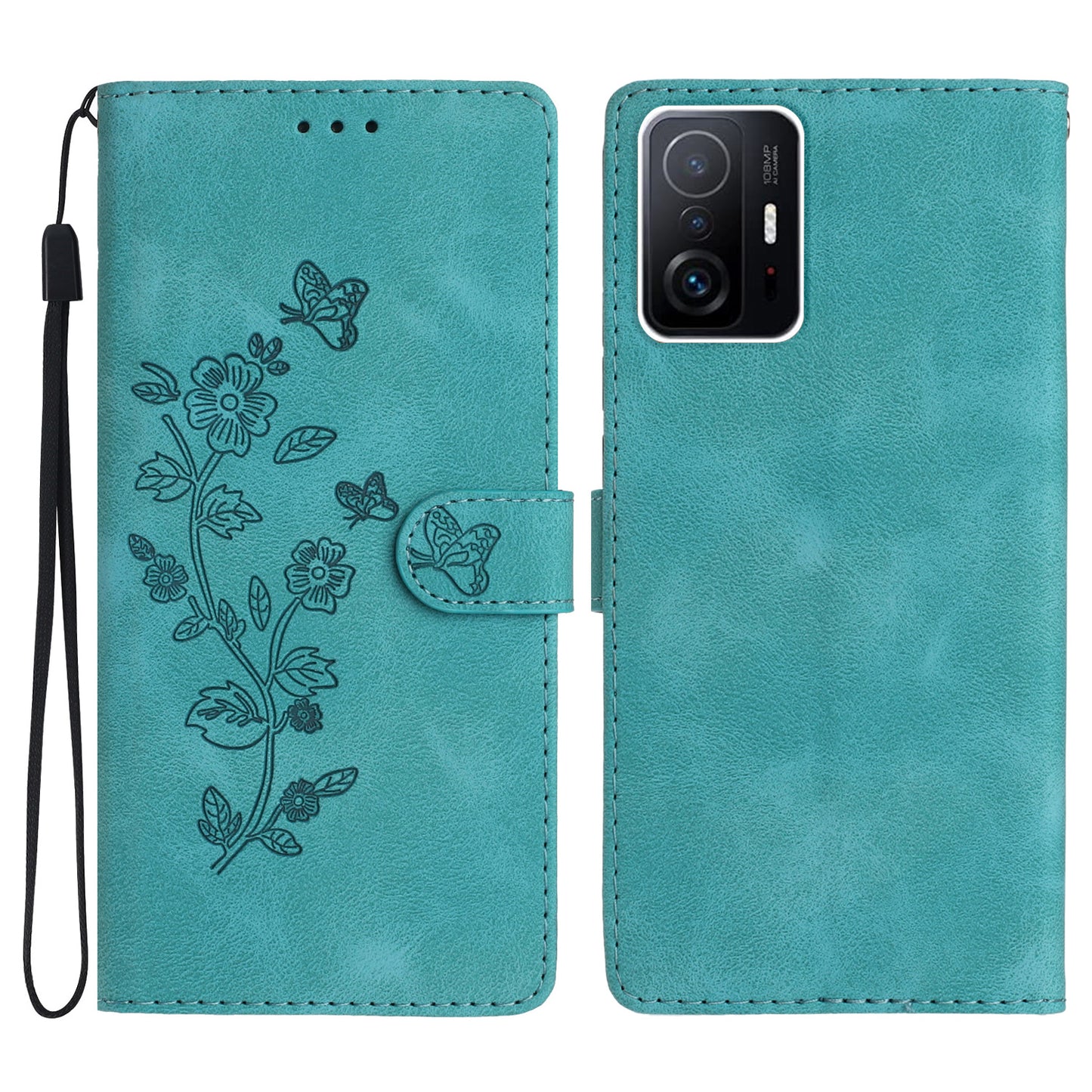 For Xiaomi 11T Pro 5G / 11T 5G Phone Cover Shell TPU+PU Leather Wallet Stand Imprinted Flower Cell Phone Case