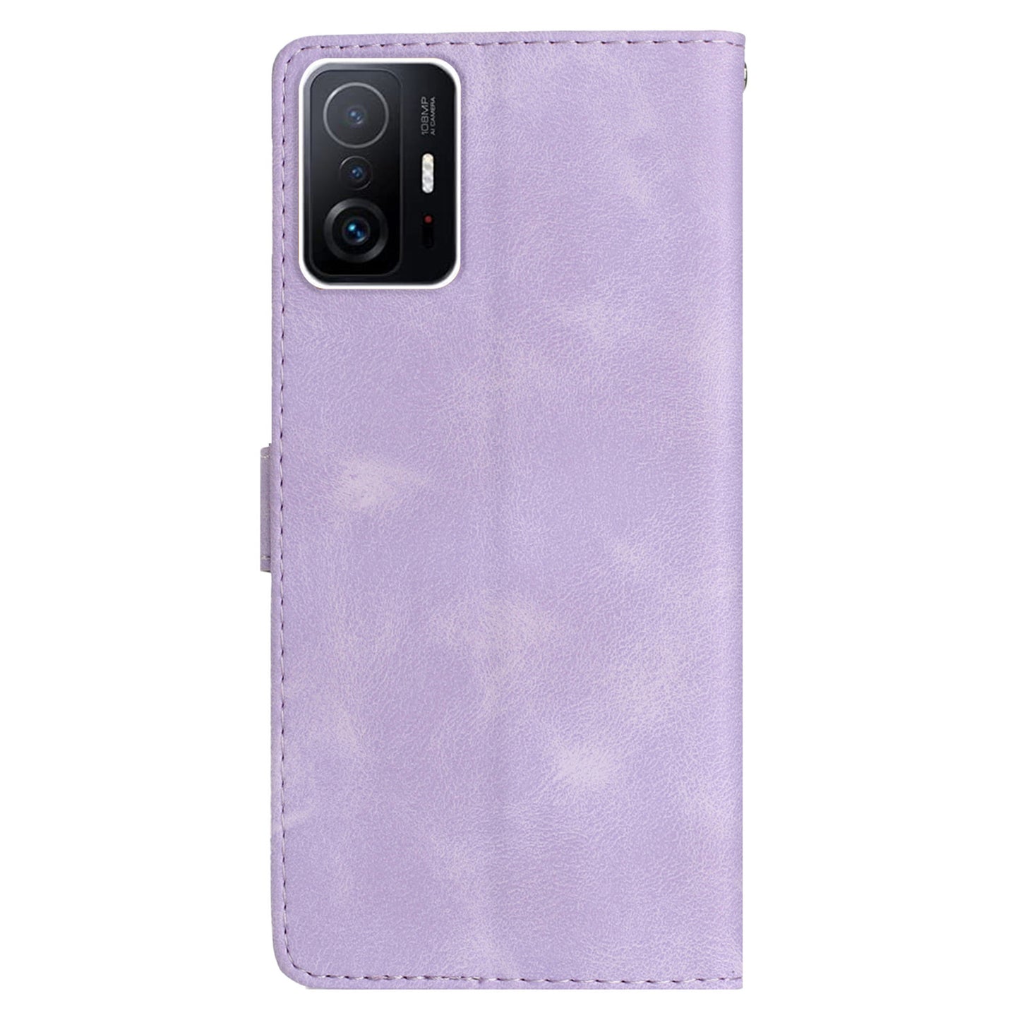 For Xiaomi 11T Pro 5G / 11T 5G Phone Cover Shell TPU+PU Leather Wallet Stand Imprinted Flower Cell Phone Case