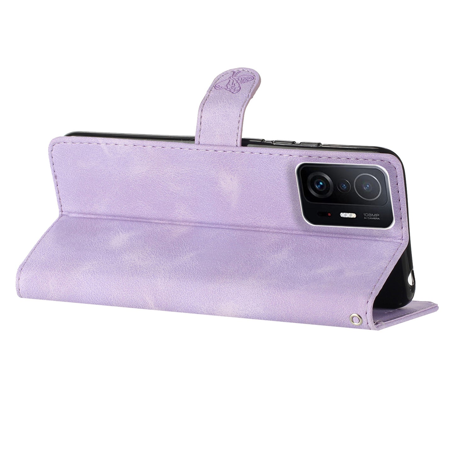 For Xiaomi 11T Pro 5G / 11T 5G Phone Cover Shell TPU+PU Leather Wallet Stand Imprinted Flower Cell Phone Case