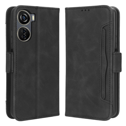For ZTE Axon 40 Lite PU Leather Case Multiple Card Slots Phone Cover with Stand Wallet