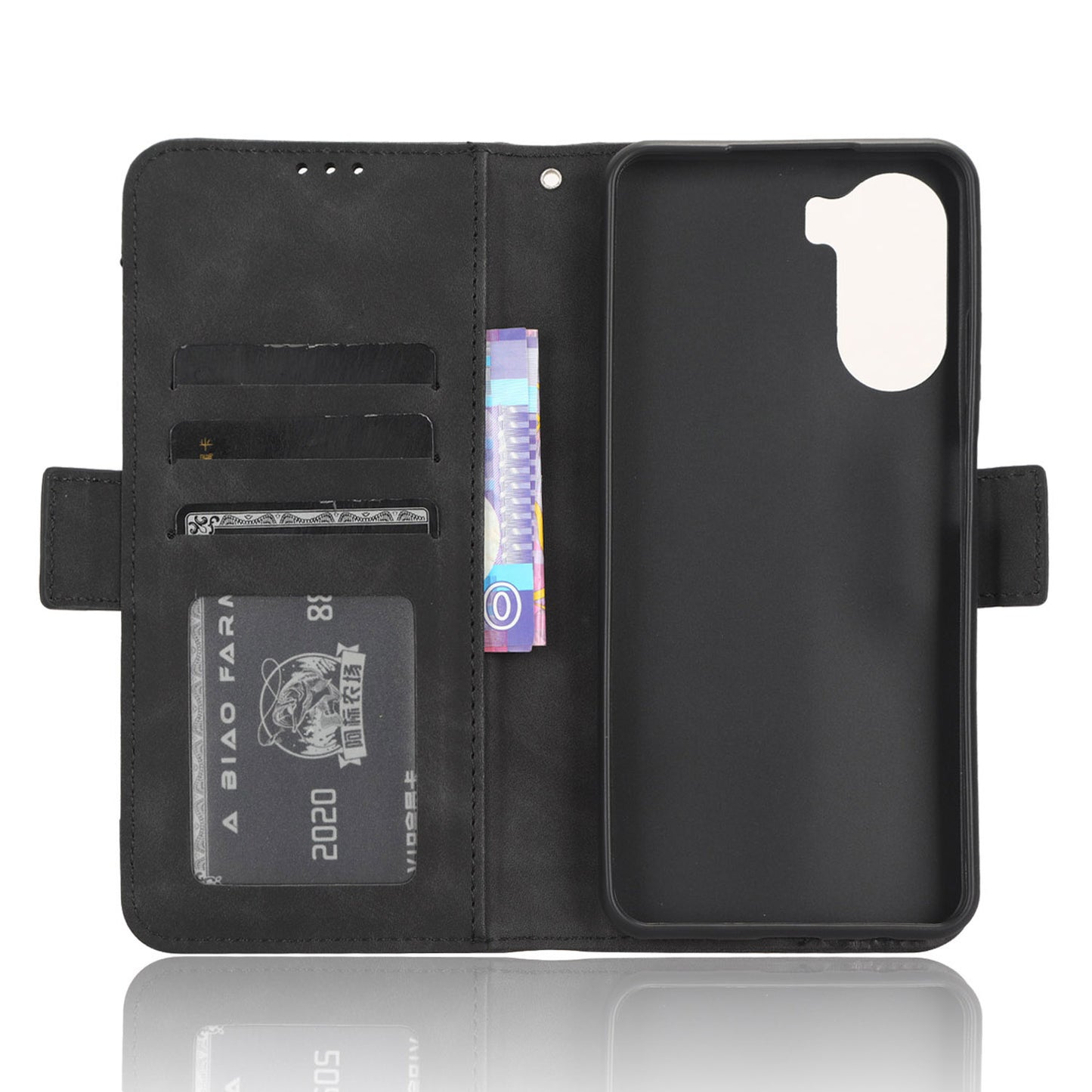 For ZTE Axon 40 Lite PU Leather Case Multiple Card Slots Phone Cover with Stand Wallet
