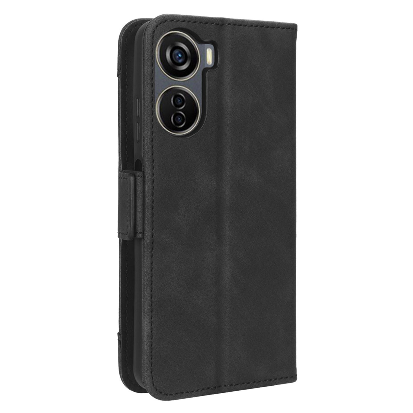 For ZTE Axon 40 Lite PU Leather Case Multiple Card Slots Phone Cover with Stand Wallet