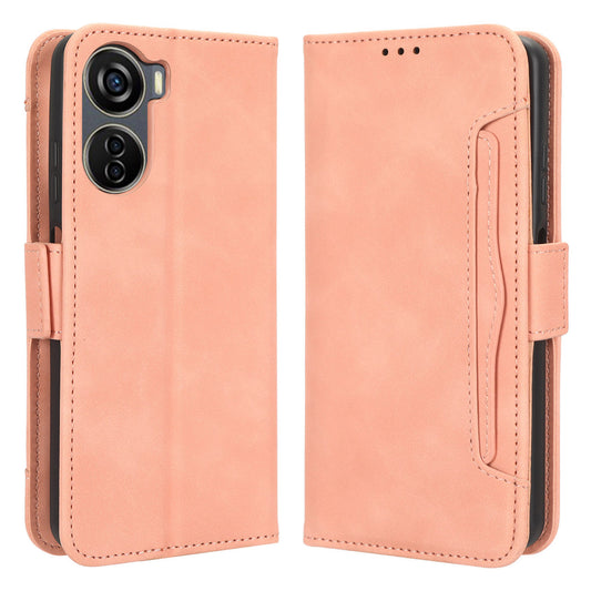 For ZTE Axon 40 Lite PU Leather Case Multiple Card Slots Phone Cover with Stand Wallet