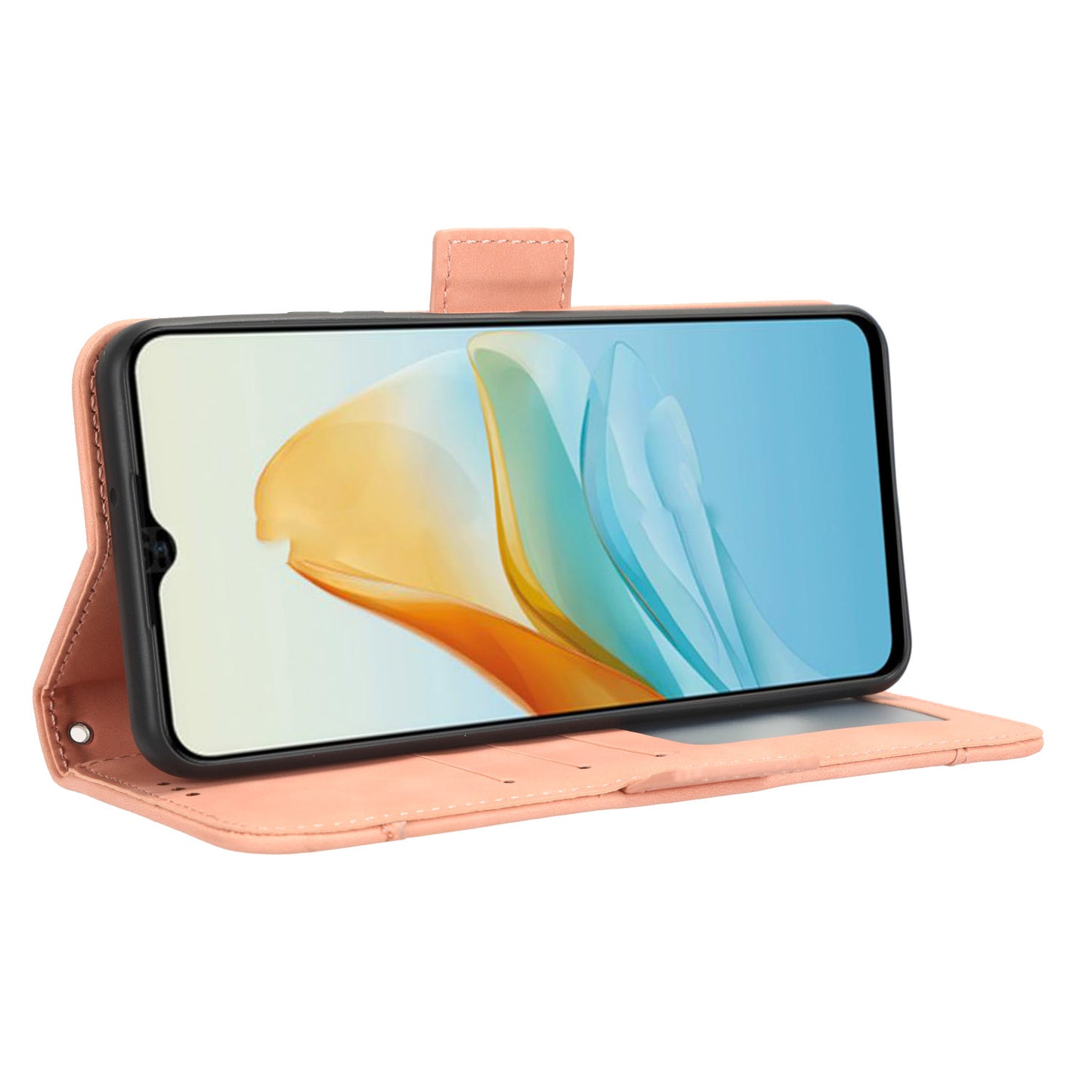 For ZTE Axon 40 Lite PU Leather Case Multiple Card Slots Phone Cover with Stand Wallet