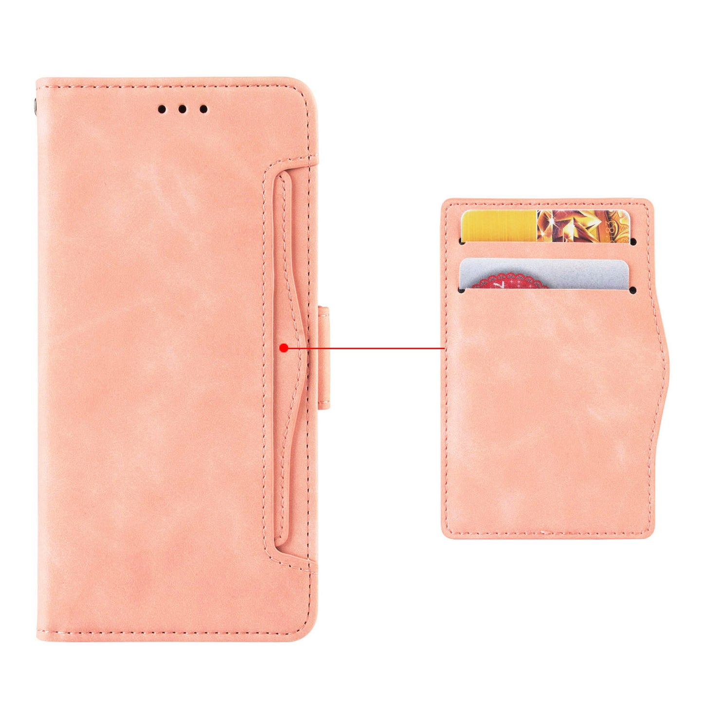 For ZTE Axon 40 Lite PU Leather Case Multiple Card Slots Phone Cover with Stand Wallet
