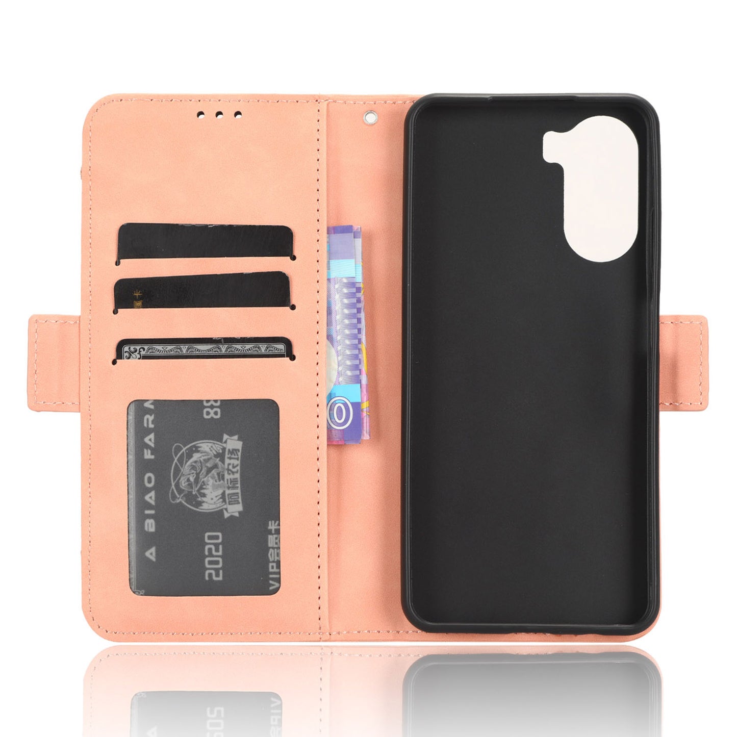 For ZTE Axon 40 Lite PU Leather Case Multiple Card Slots Phone Cover with Stand Wallet