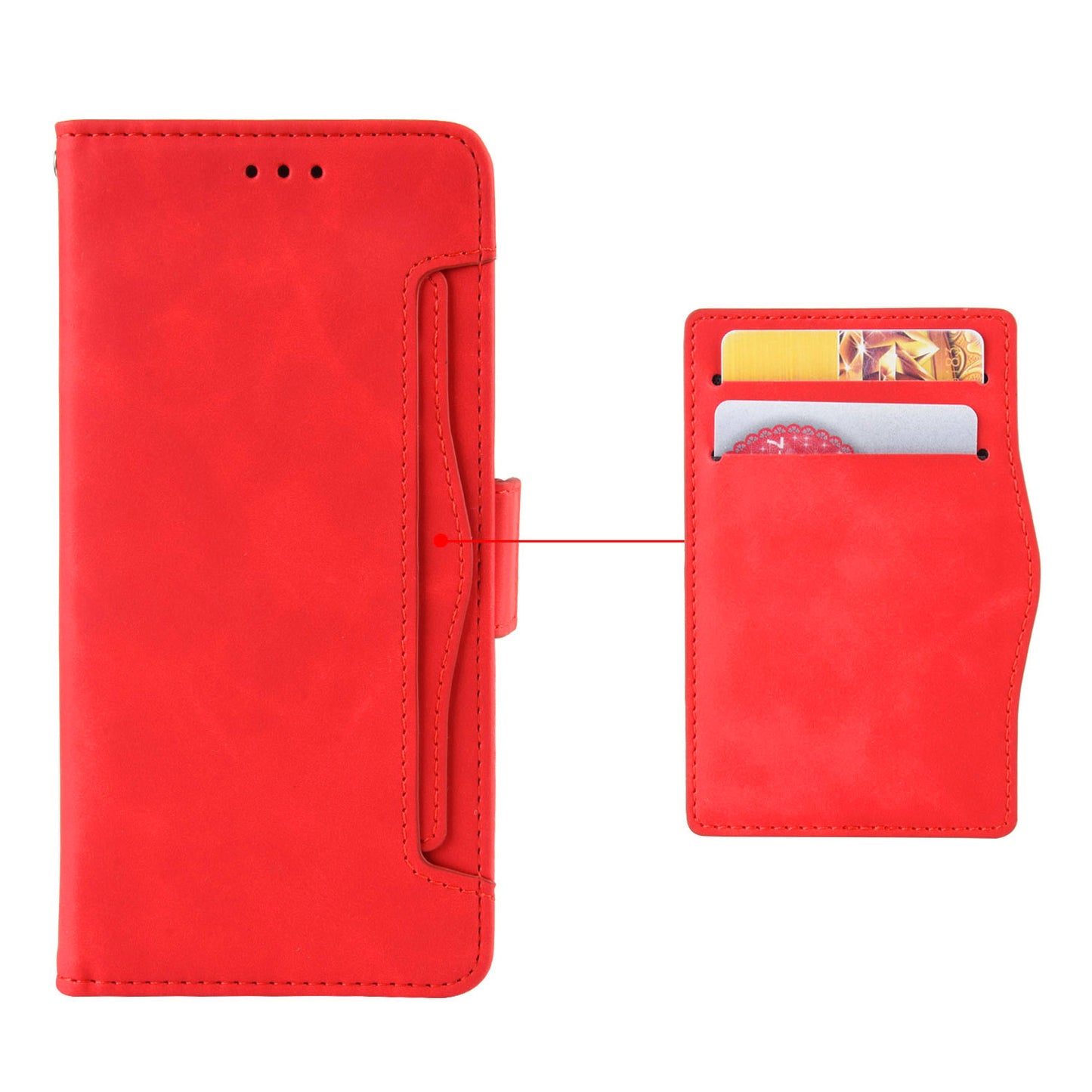 For ZTE Axon 40 Lite PU Leather Case Multiple Card Slots Phone Cover with Stand Wallet