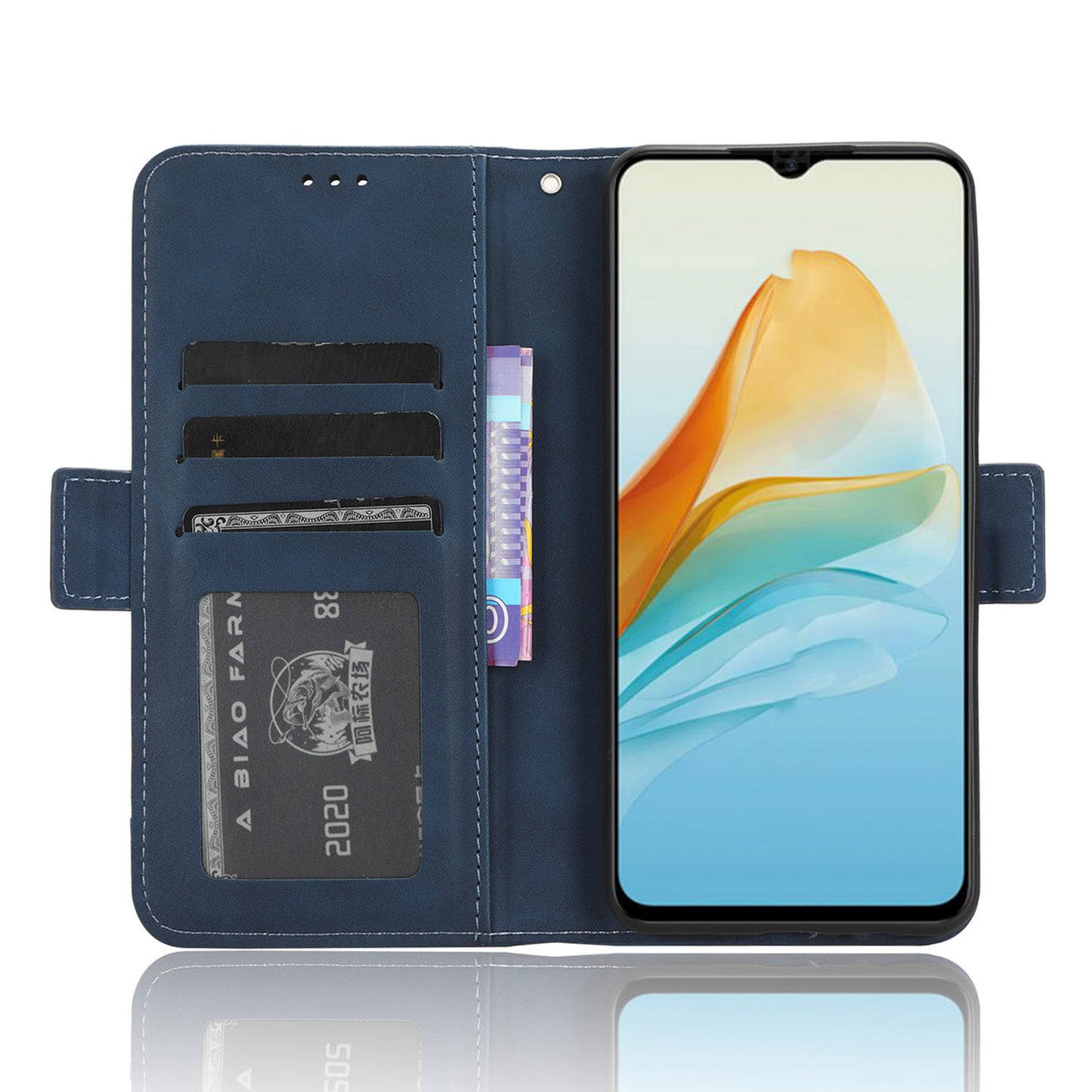 For ZTE Axon 40 Lite PU Leather Case Multiple Card Slots Phone Cover with Stand Wallet