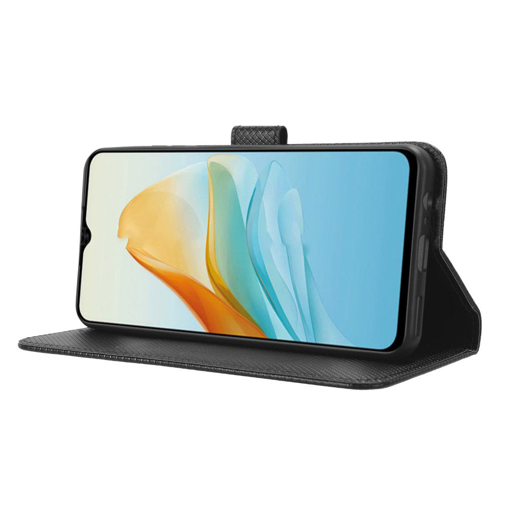 For ZTE Axon 40 Lite PU Leather Phone Case Stand Wallet Diamond Texture Phone Cover