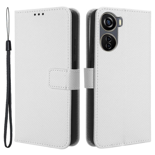 For ZTE Axon 40 Lite PU Leather Phone Case Stand Wallet Diamond Texture Phone Cover