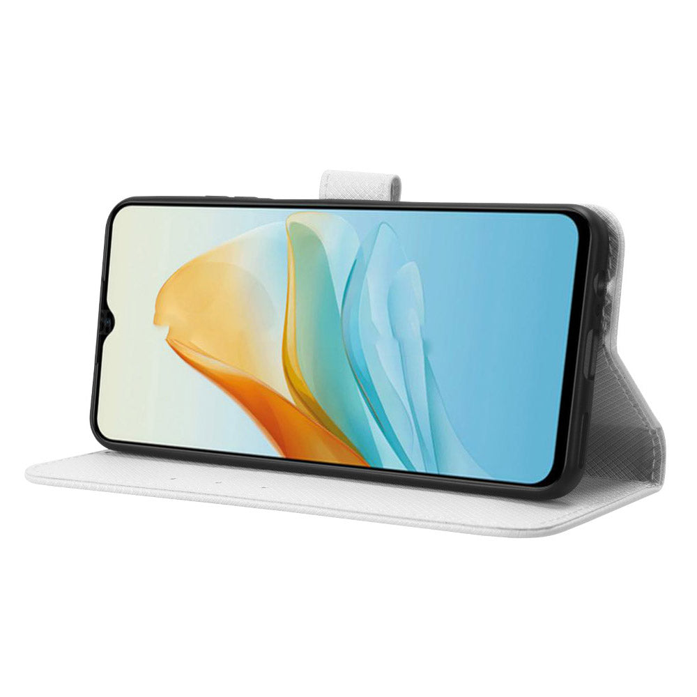 For ZTE Axon 40 Lite PU Leather Phone Case Stand Wallet Diamond Texture Phone Cover