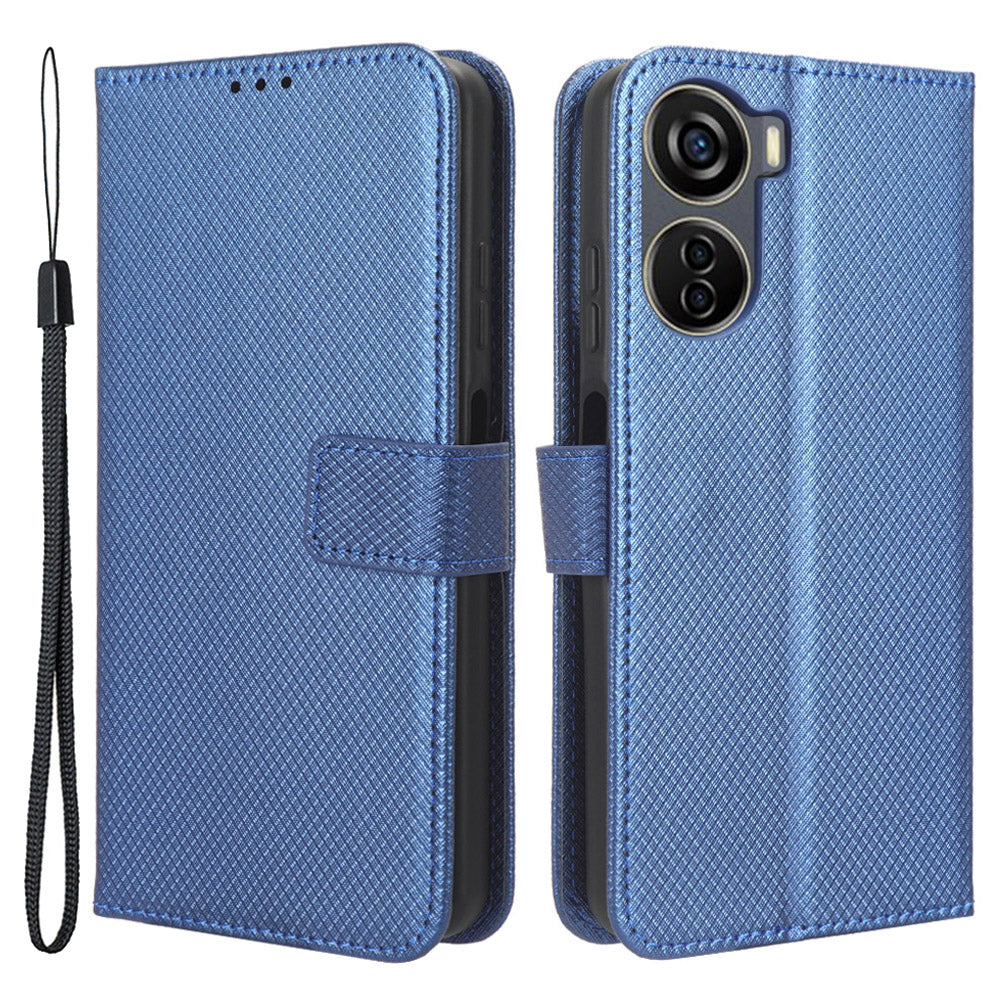 For ZTE Axon 40 Lite PU Leather Phone Case Stand Wallet Diamond Texture Phone Cover