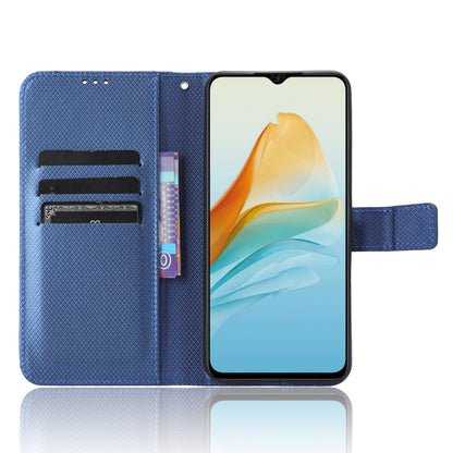 For ZTE Axon 40 Lite PU Leather Phone Case Stand Wallet Diamond Texture Phone Cover