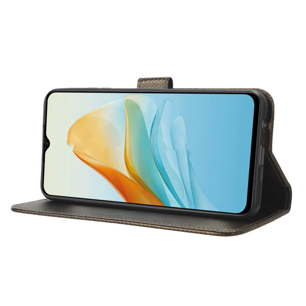 For ZTE Axon 40 Lite PU Leather Phone Case Stand Wallet Diamond Texture Phone Cover