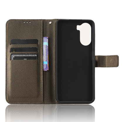 For ZTE Axon 40 Lite PU Leather Phone Case Stand Wallet Diamond Texture Phone Cover