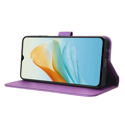 For ZTE Axon 40 Lite PU Leather Phone Case Stand Wallet Diamond Texture Phone Cover