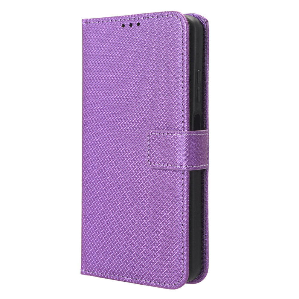 For ZTE Axon 40 Lite PU Leather Phone Case Stand Wallet Diamond Texture Phone Cover