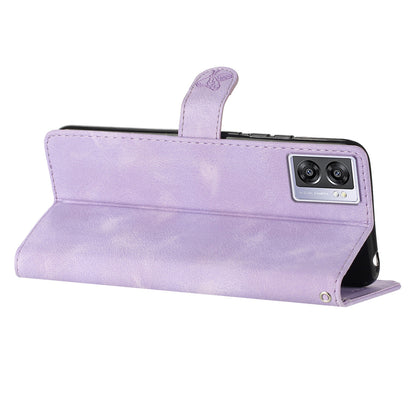 For Oppo A57 4G / A57 (2022) 5G / A77 5G Imprint Flower Cover Leather Wallet Stand Shockproof Cell Phone Case