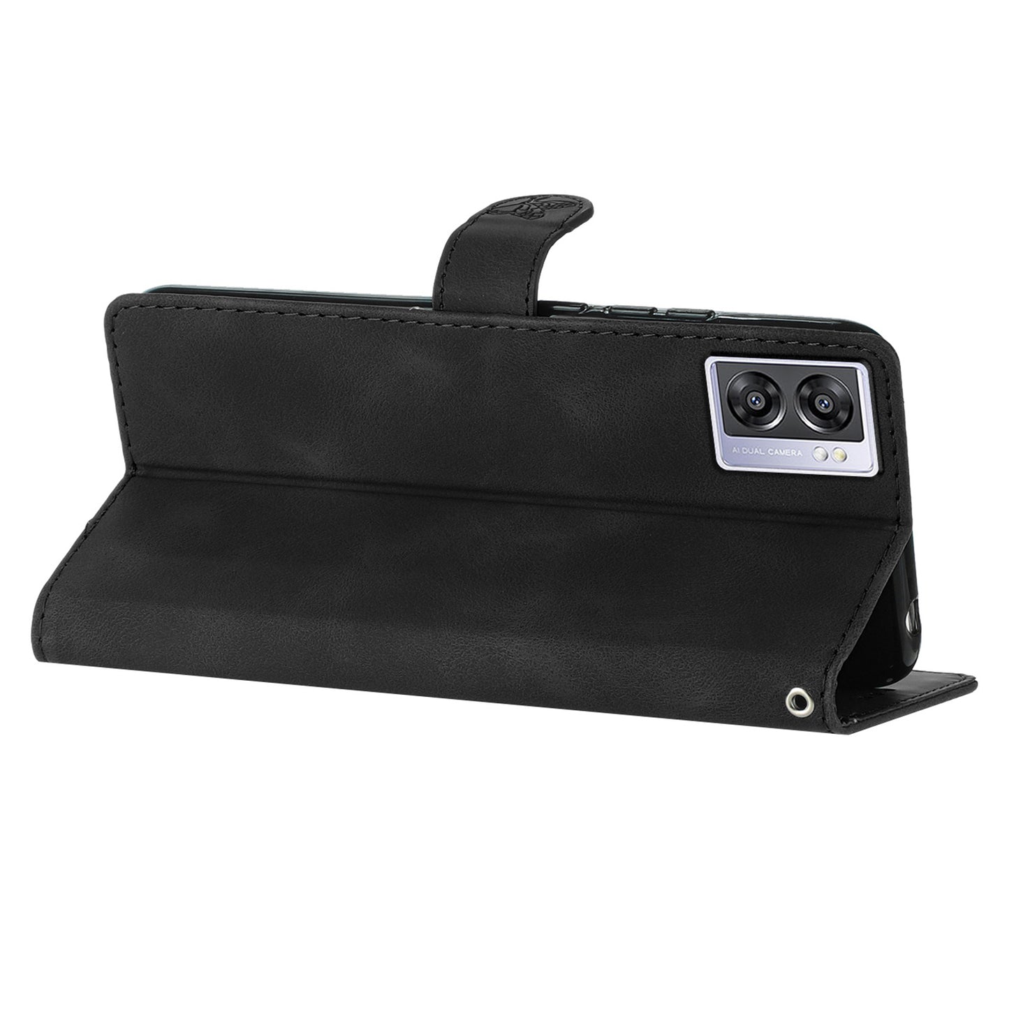 For Oppo A57 4G / A57 (2022) 5G / A77 5G Imprint Flower Cover Leather Wallet Stand Shockproof Cell Phone Case