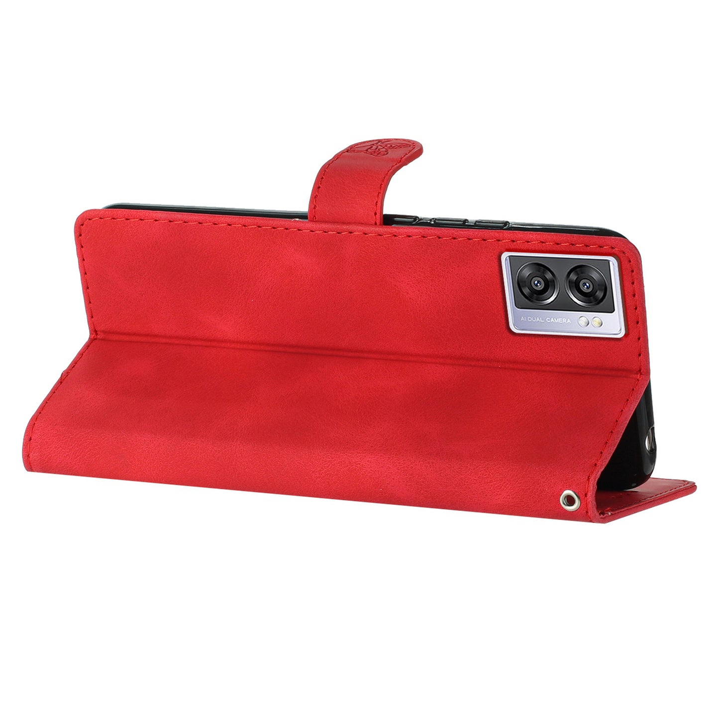 For Oppo A57 4G / A57 (2022) 5G / A77 5G Imprint Flower Cover Leather Wallet Stand Shockproof Cell Phone Case