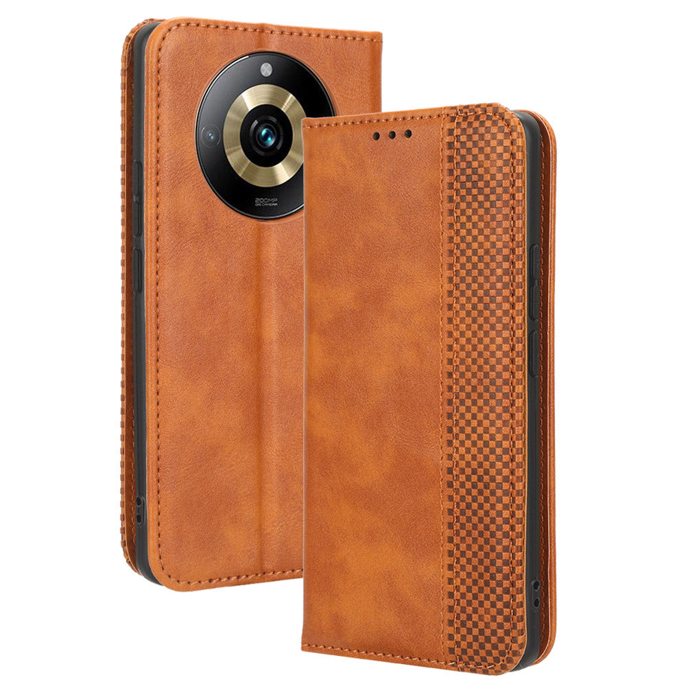 Leather Case for Realme 11 Pro+ 5G / 11 Pro 5G , Stand Wallet Retro Phone Cover