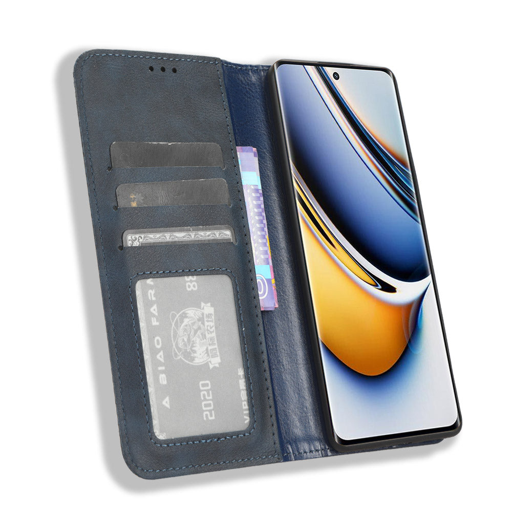 Leather Case for Realme 11 Pro+ 5G / 11 Pro 5G , Stand Wallet Retro Phone Cover