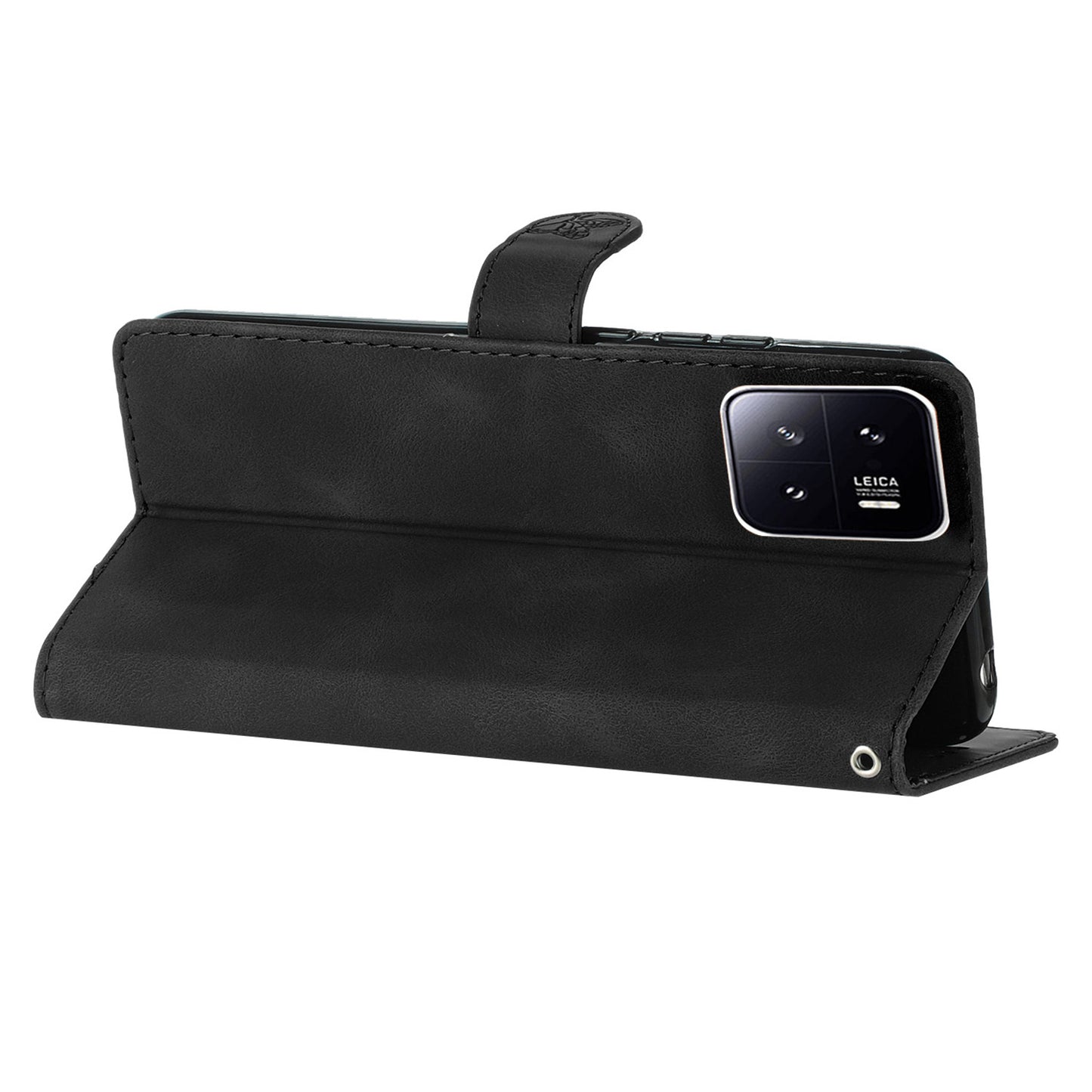 PU Leather Wallet Case for Xiaomi 13 , Full Protection Flower Imprint Stand Phone Cover