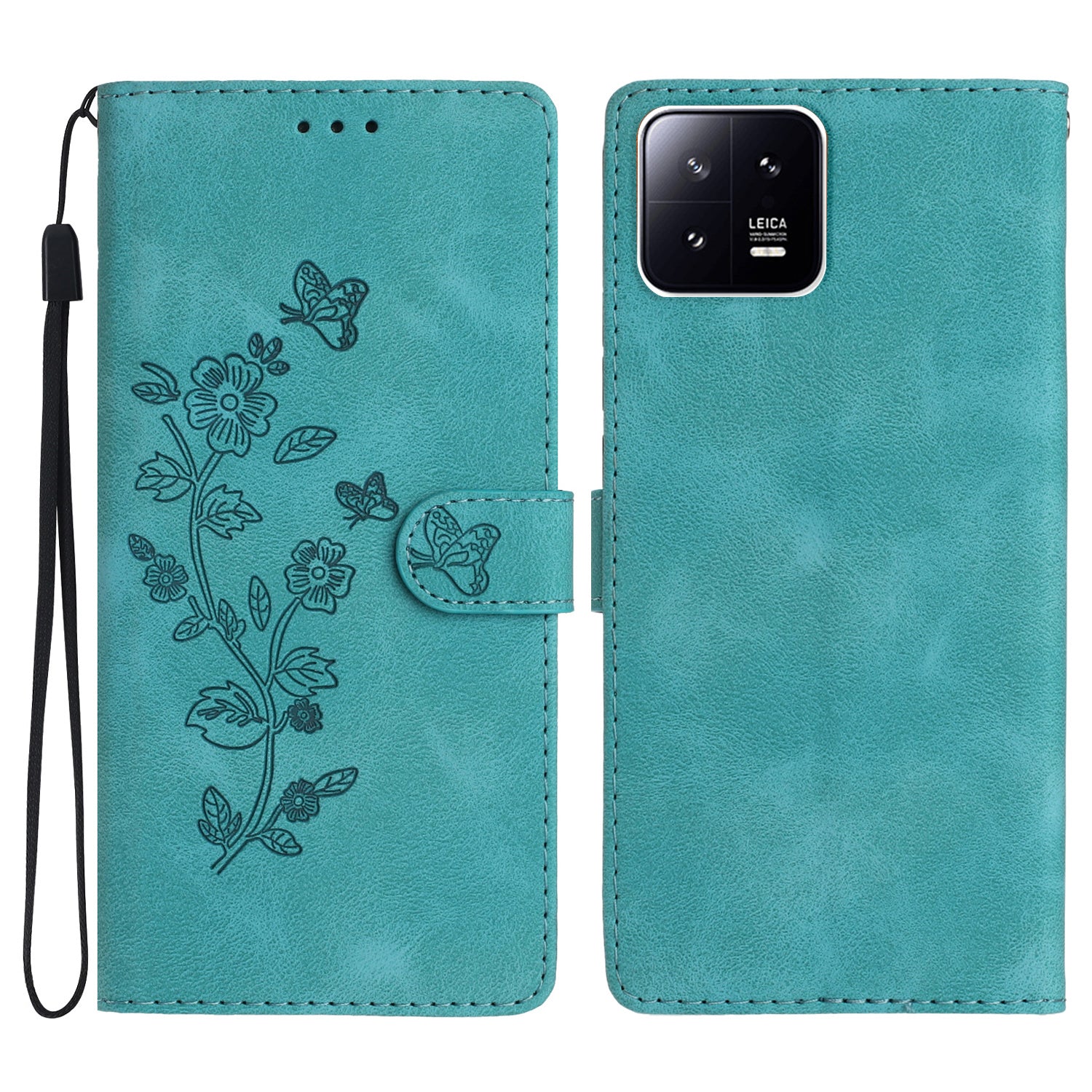 PU Leather Wallet Case for Xiaomi 13 , Full Protection Flower Imprint Stand Phone Cover