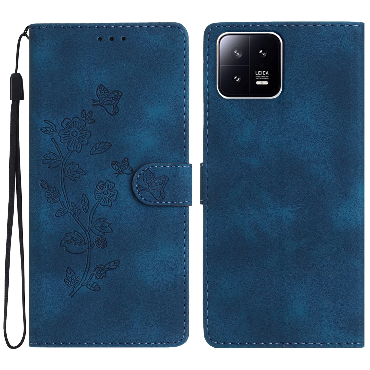 PU Leather Wallet Case for Xiaomi 13 , Full Protection Flower Imprint Stand Phone Cover