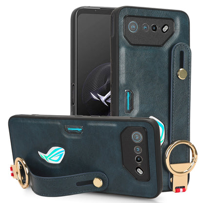 For Asus ROG Phone 7 5G Wristband Kickstand Phone Case PU Leather Coated PC+TPU Cover with Bottle Opener