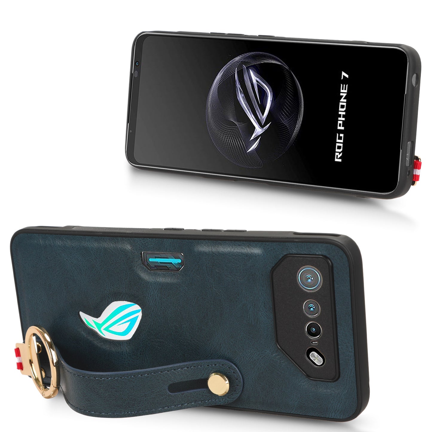 For Asus ROG Phone 7 5G Wristband Kickstand Phone Case PU Leather Coated PC+TPU Cover with Bottle Opener